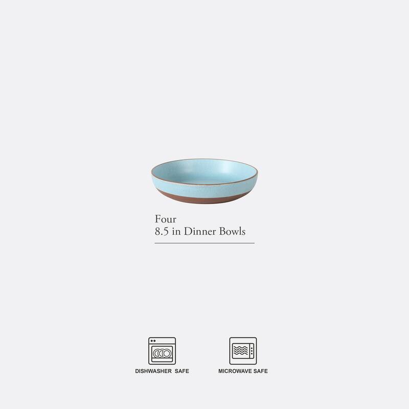 Gibson Elite William Crest 4 Piece Dinner Bowl Set, 8.5" Round Stoneware Reactive Glaze Finish, Large Soup, Pasta & Salad Bowls