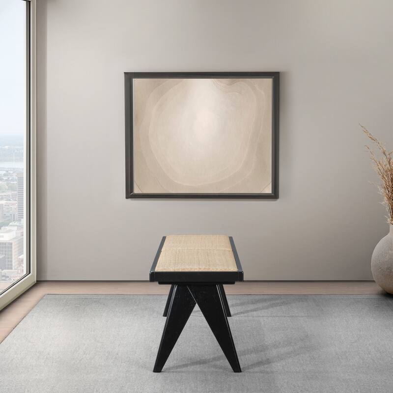 GDFStudio - Keira Modern 51.2" Rattan Upholstered Bench with Solid Wood Legs for Entryway, Living Room & Dining Room - 14.17"W