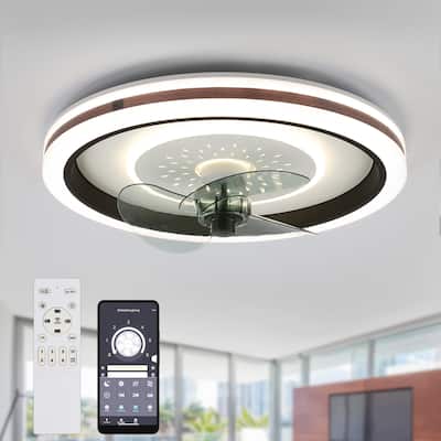 Oaks Aura 19in. Smart App&Remote Dual Control Flush Mount Ceiling Fan with Lights, Low Profile Ceiling Fan with Remote - White