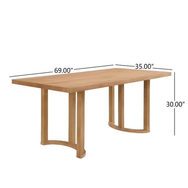 dimension image slide 0 of 3, Christopher Knight Home - Noah Rubber Wood 6-Seat Dining Table