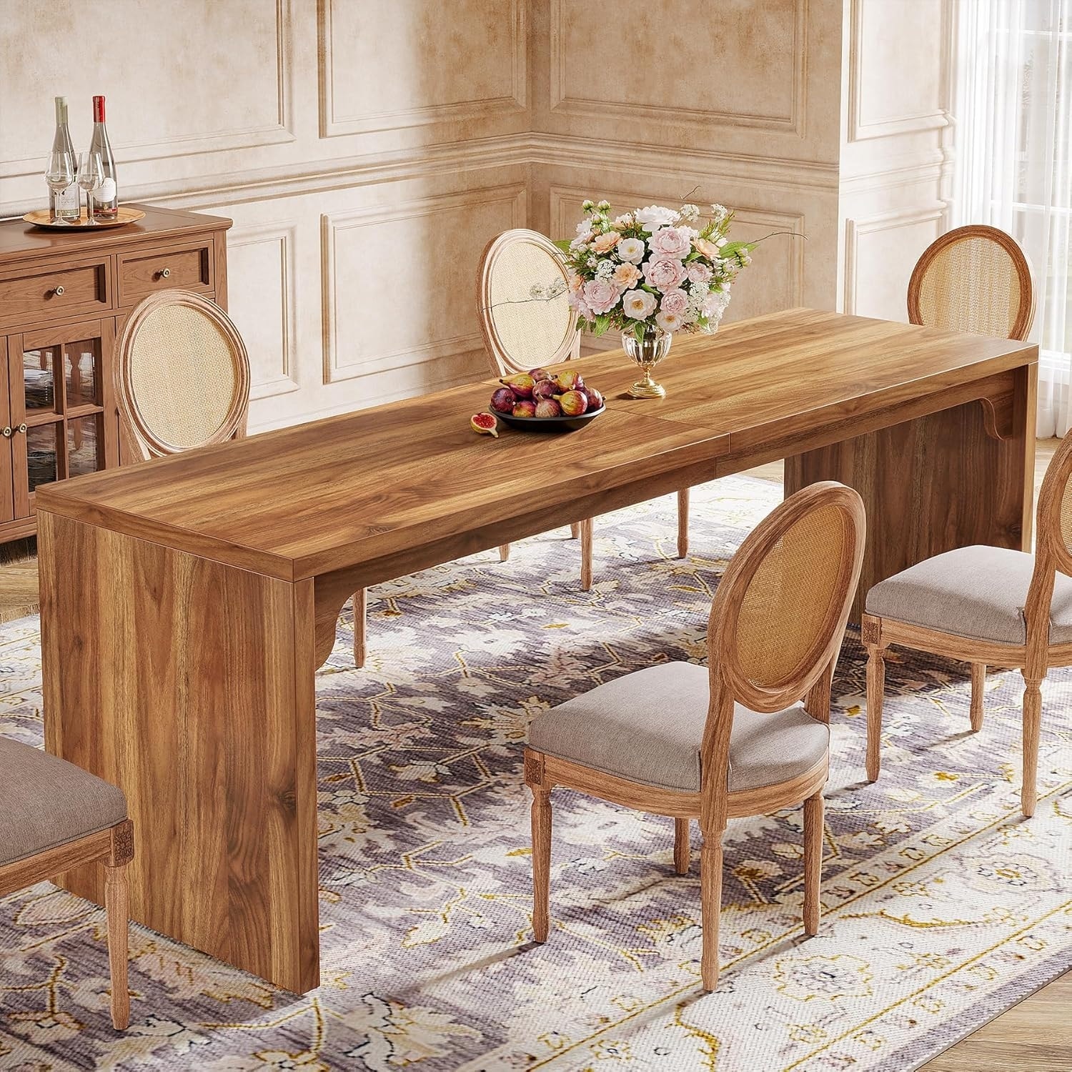 78-Inch Large Long Kitchen Dining Table, Rectangular Wood Dinner Table for Home