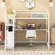 preview thumbnail 21 of 44, Multifunctionl Loft Bed Frame with USB Port and LED Light, Twin Size Wood Loft Bed with Desk and Shelves