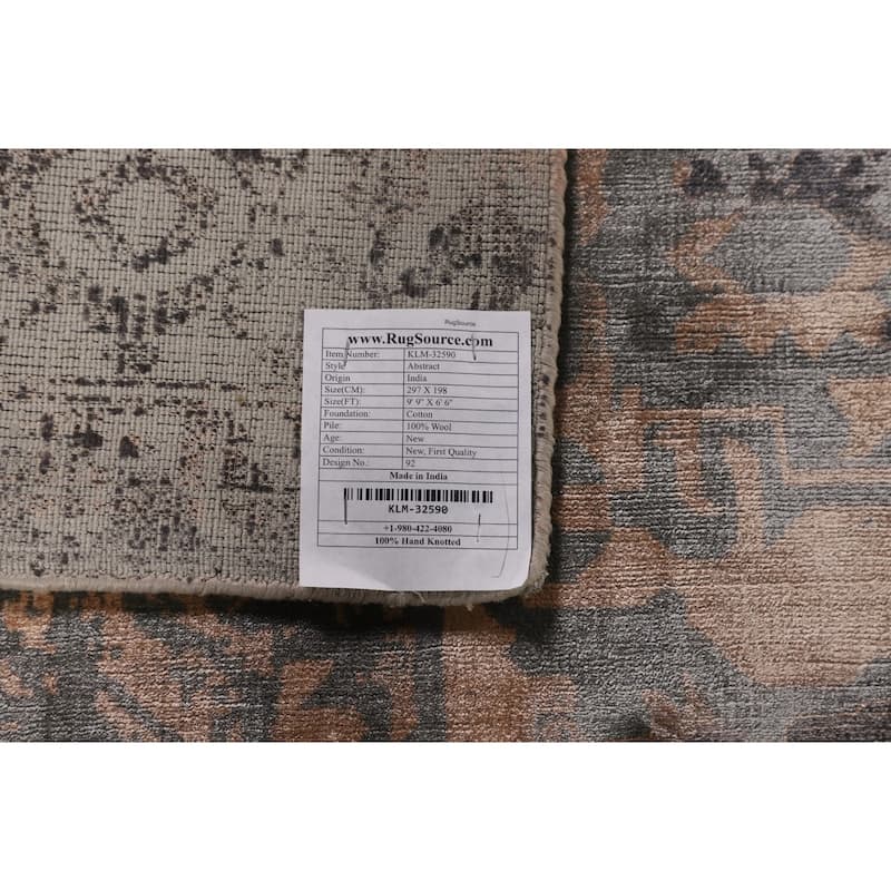 Contemporary Abstract Modern Area Rug Hand-Knotted Wool Carpet - 6'6" X 9'9"