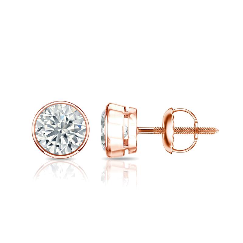 Auriya 14k Gold 2ctw Bezel-set Round Moissanite Stud Earrings - 6.5 mm