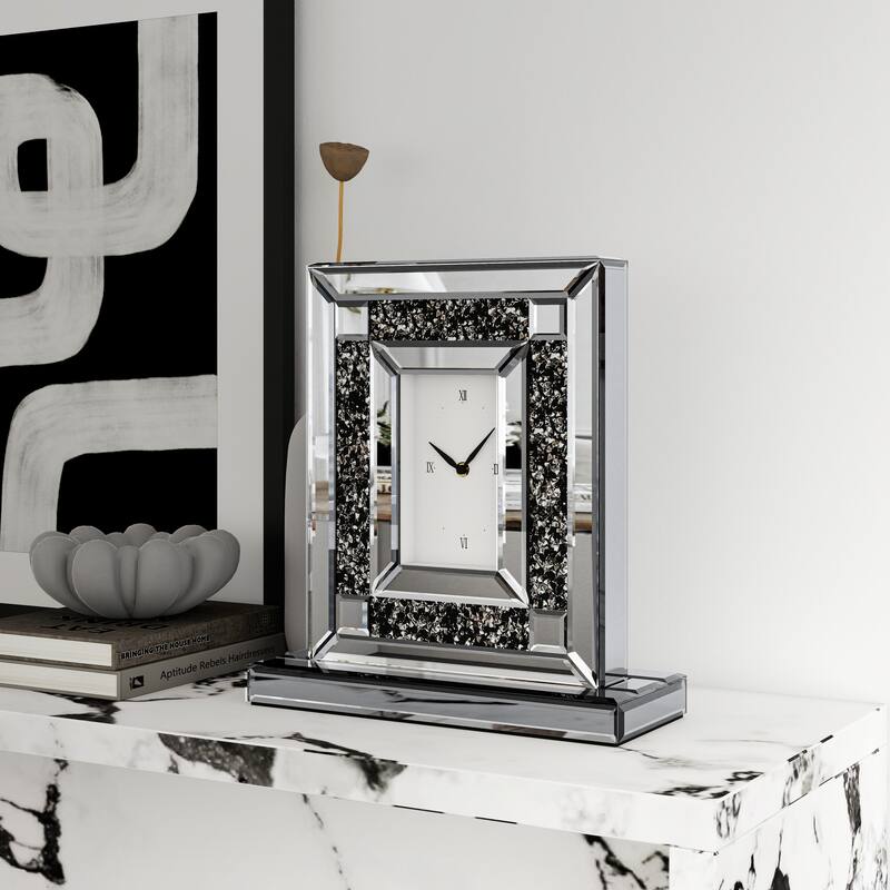 Mirrored Crushed Diamond Table Clock