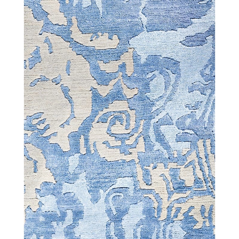 Modern One-of-a-Kind Hand-Knotted Area Rug, Blue - 9' 2" x 12' 1"
