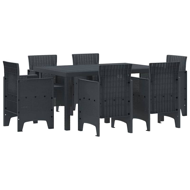 vidaXL Garden Dining Set 5/7 pcs Anthracite/Brown Polt rattan - 150 x 100 x 73 cm