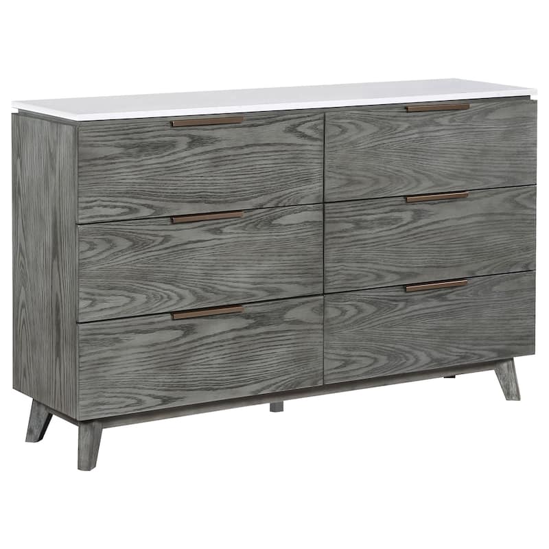 Nathan Mid-Century Modern Wood 6-drawer Dresser Grey - Dresser (Grey)