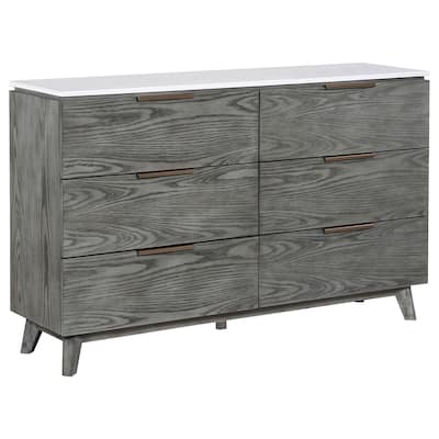 Nathan Mid-Century Modern Wood 6-drawer Dresser Grey