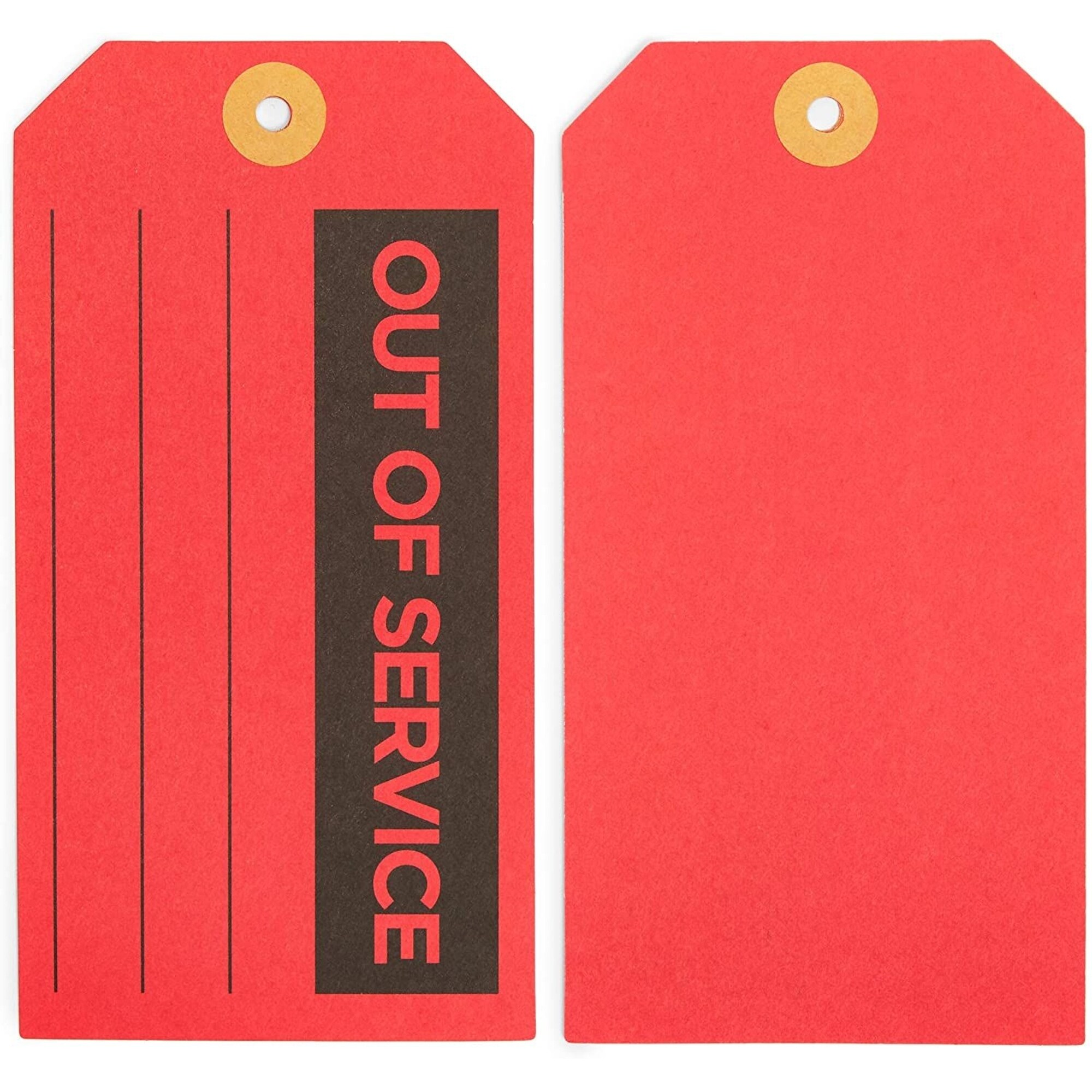 Juvale 100 Pack Red Out of Service Tags with String, Bulk Set Maintenance Equipment Repair Signs for Small Business Supplies (5.75 x 3 in)