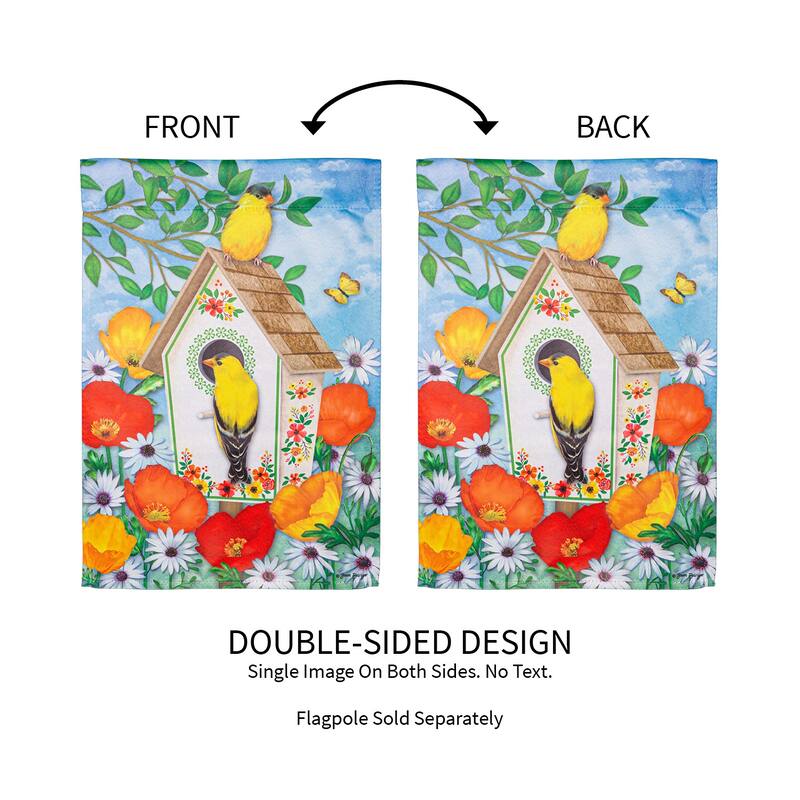 Yellow Finches Suede Garden Flag