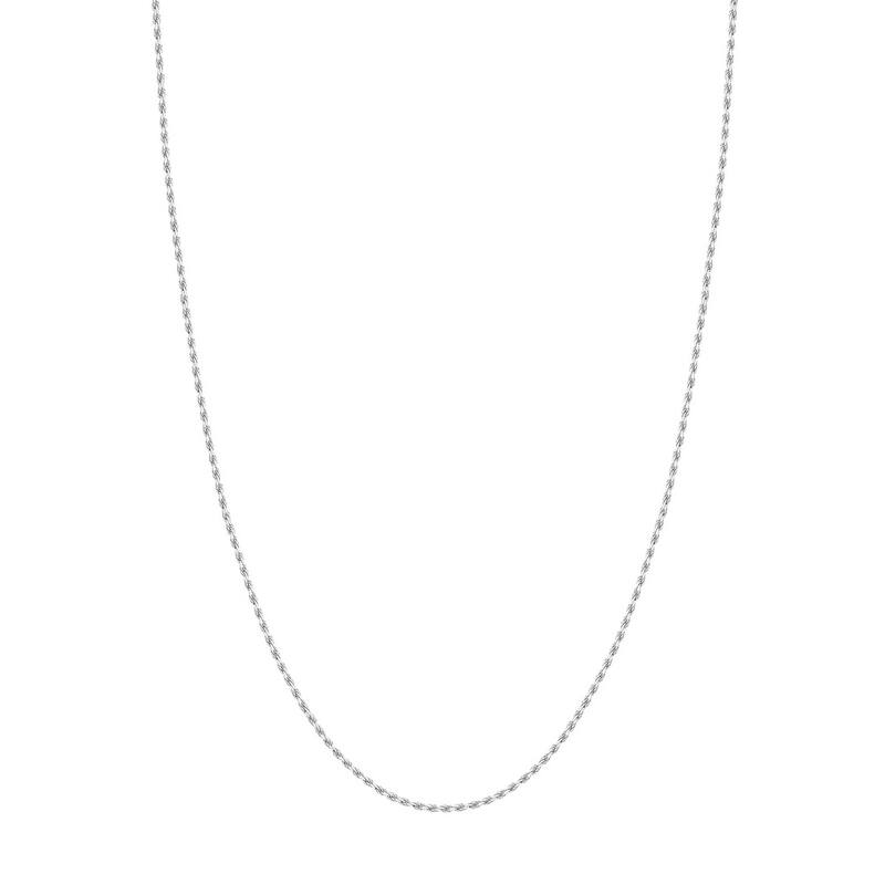 Curata 10k White Gold 1.8mm Diamond Cut Rope Chain Necklace (Lobster)