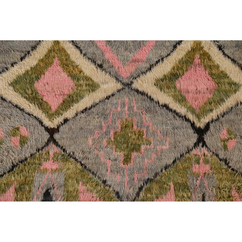 Hand Knotted Oriental 100% Wool Carpet Modern Tribal Greys & Charcoal Moroccan Area Rug - 8' 10'' X 6' 10''