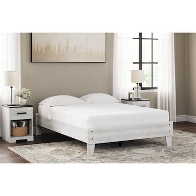 Signature Design by Ashley Shawburn Whitewash Platform Bed with 2 Nightstands