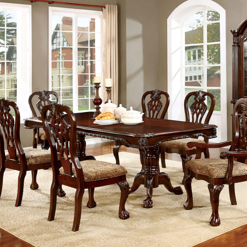 Furniture of America Carpia Formal Cherry 89-inch Expandable Dining Table