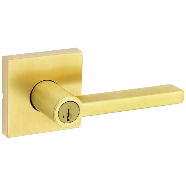 Kwikset Halifax Single Cylinder Keyed Entry Door Lever Set with Square - Satin Brass