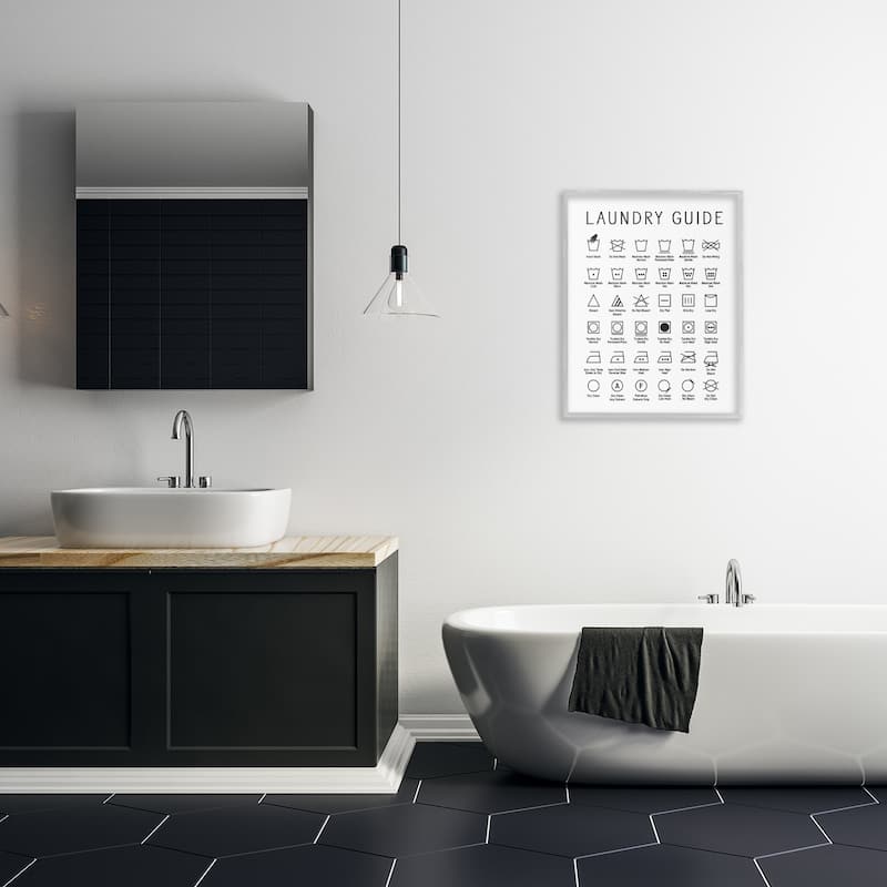 Stupell Minimal Laundry Guide Cleaning Chart Helpful Symbols Framed Wall Art