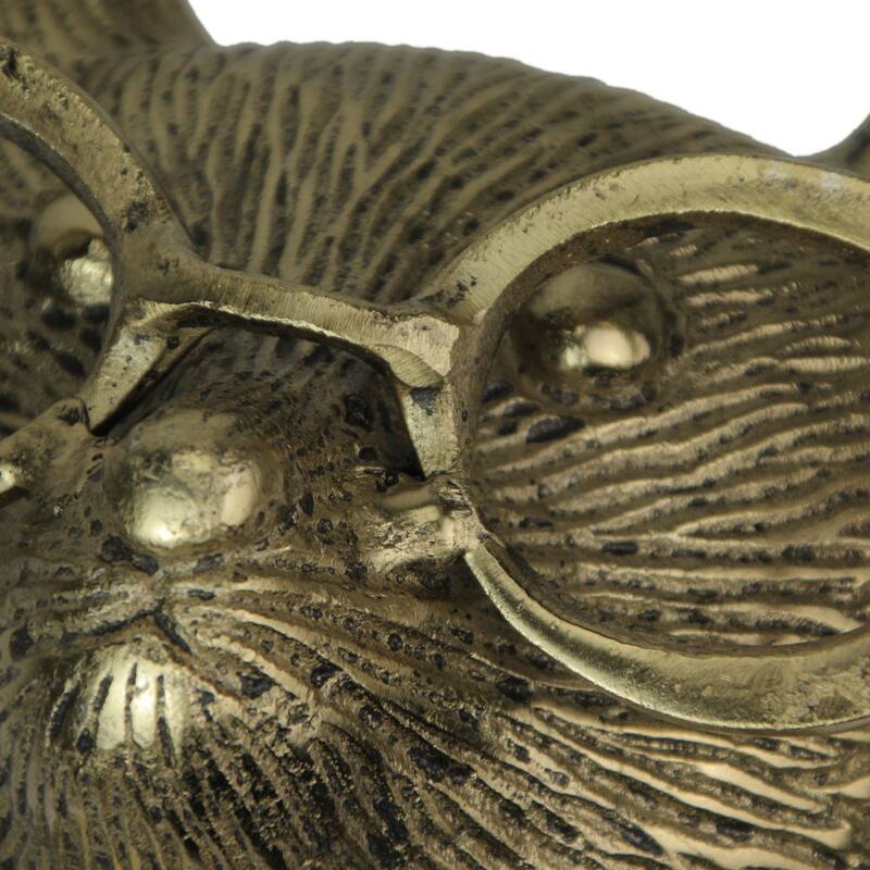 Gold Mouse Head Wall Hanging With Spectacles Quirky Cast Aluminum