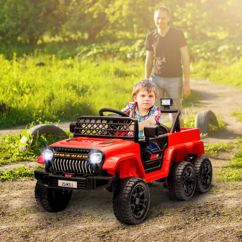 Children's Electric Car Ride-On Car with Parent Remote Control, Engineering Car Electric Vehicle with Trailer