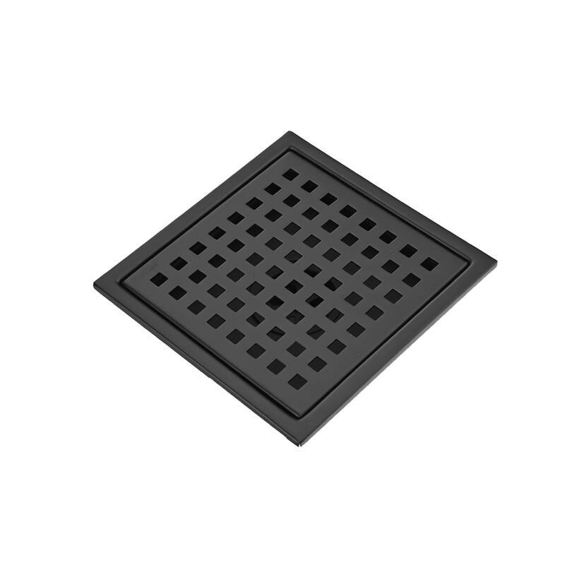 Topcraft 6-Inch Stainless Steel Square Floor Drain - Matte Black