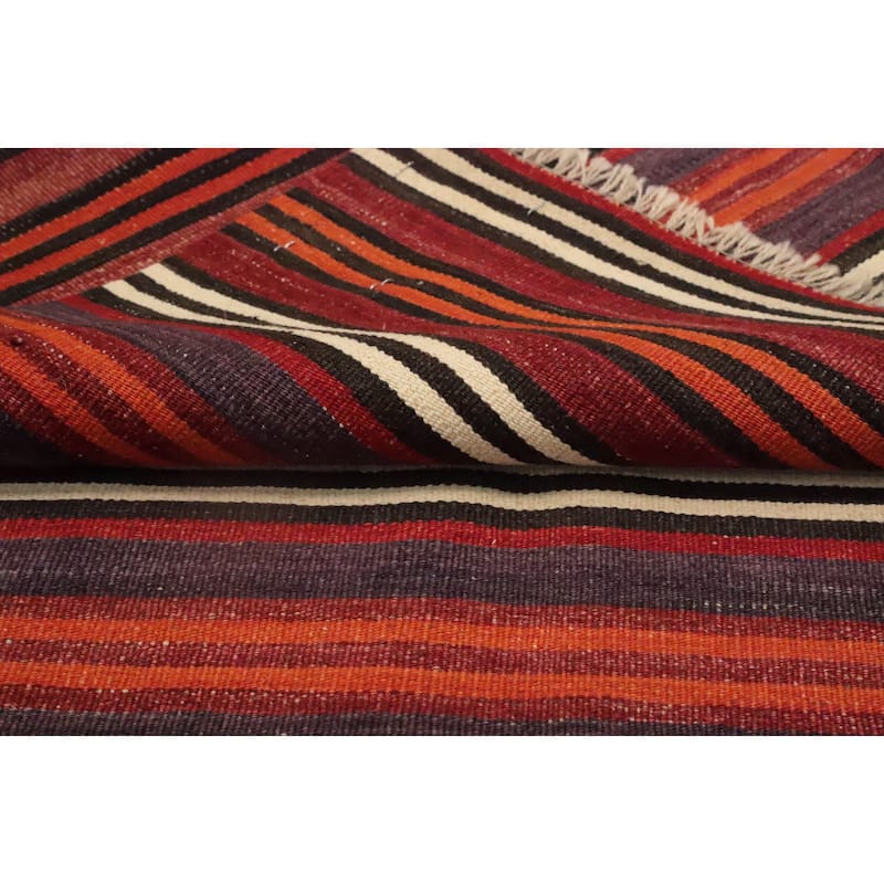 Hand Woven Oriental 100% Wool Carpet Southwestern Geometric Red Kilim Area Rug - 7' 11'' X 5' 0''