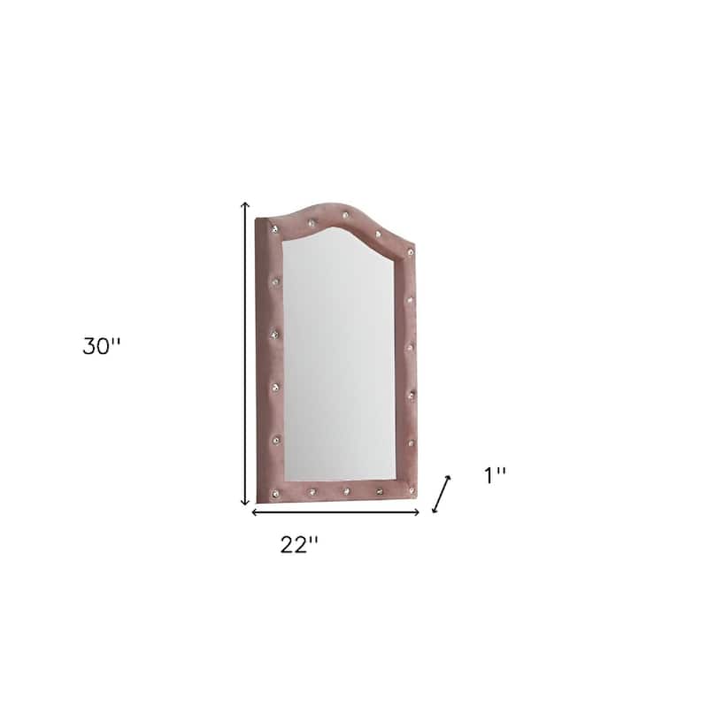 HomeRoots 30" Pink Abstract Wood Framed Mounted Dresser Mirror - 22' X '30' X '1