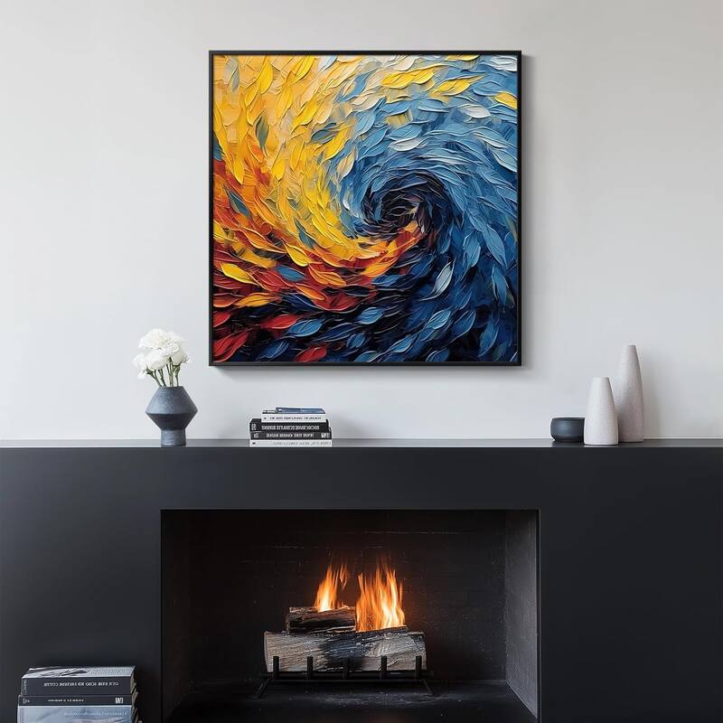 Framed Blue Modern Abstract Wall Art