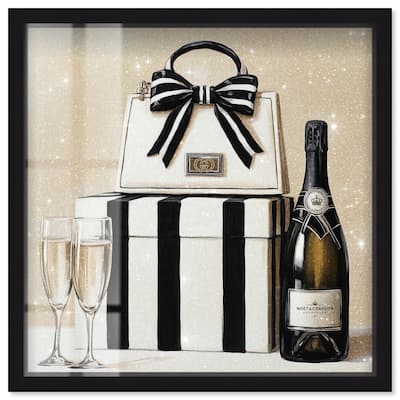 Black and White Striped Glam Shadowbox by Art Remedy