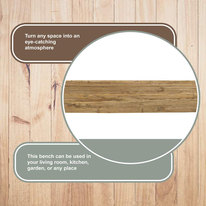 Artissance 43"L Natural Wood Indoor Outdoor Small Noodle Bench, Entryway Hallway Patio Seating