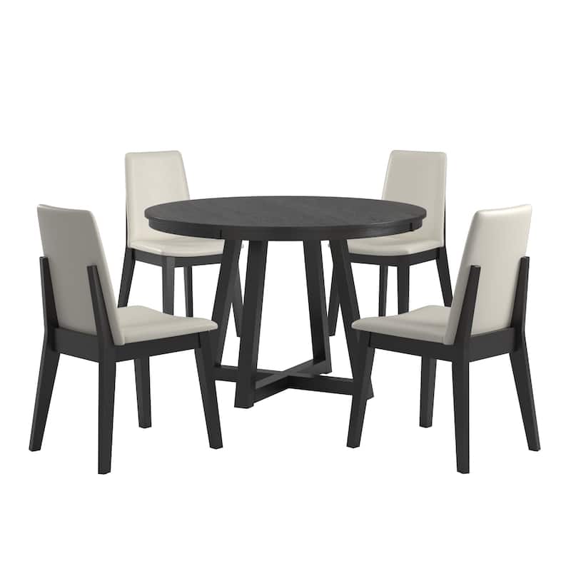 Harstad 47" Wood Finish Fixed Top Round Dining Set by iNSPIRE Q Modern