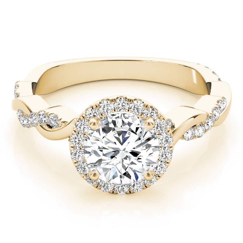 Auriya 14k-Yellow Gold Lab Grown Round Diamond Halo Twisted-Shank Engagement Ring 0.50 to 5.00 ct. tw. (F-G VS)
