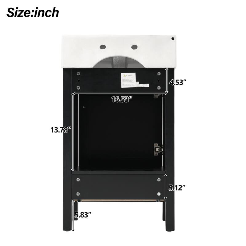 20" Bathroom Vanity with Ceramic Sink Freestanding Bathroom Storage Cabinet with Soft-Close Door and Drawer