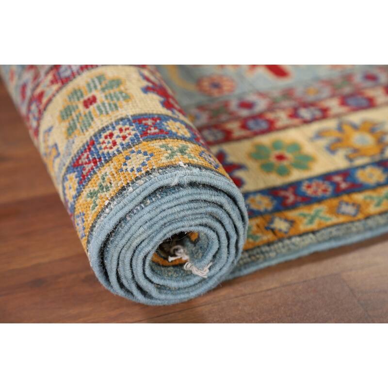 Geometric Kazak Oriental Runner Rug Hallway Handmade Wool Carpet - 2'8" x 9'4"