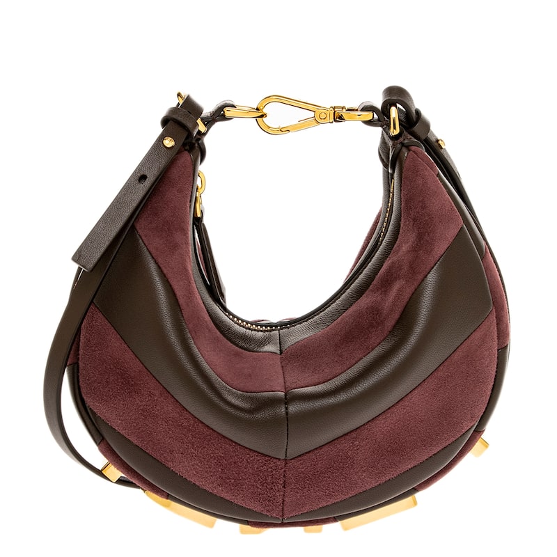 Fendi Fendigraphy Mini Bag in Leather and Suede - Brown and Purple
