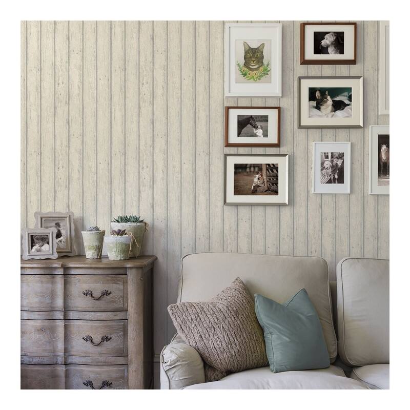 Chesapeake Jack Beige Weathered Clapboards Wallpaper - 20.5 x 396 x 0.025