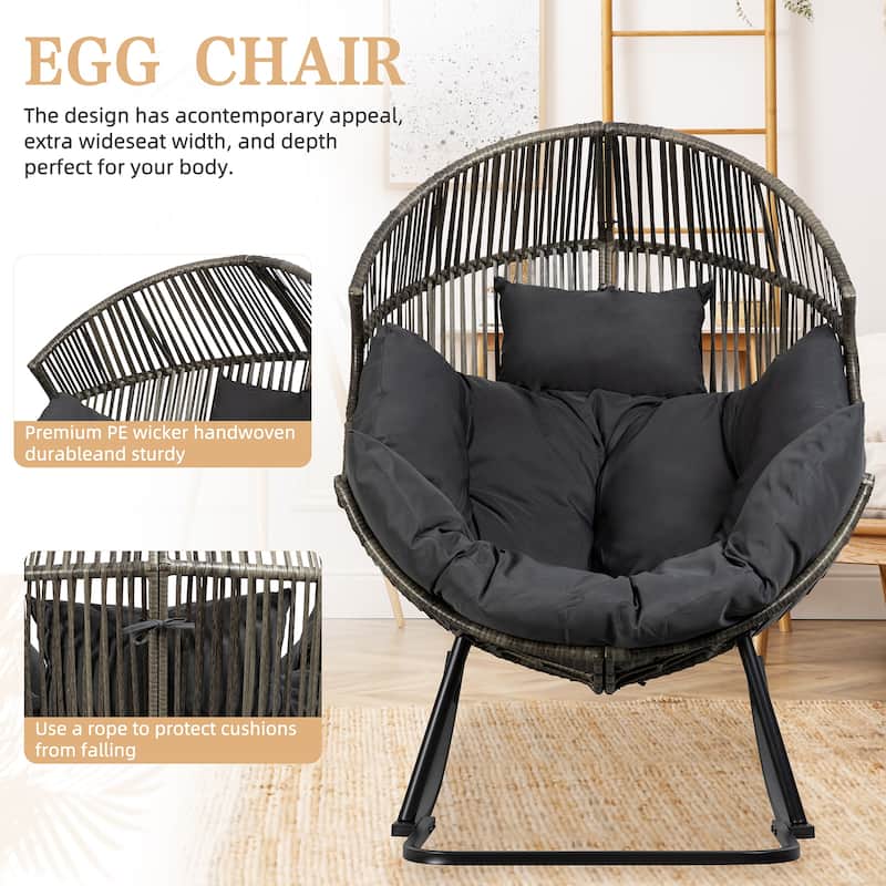 Futzca Wicker rocking egg chair (with cushions)
