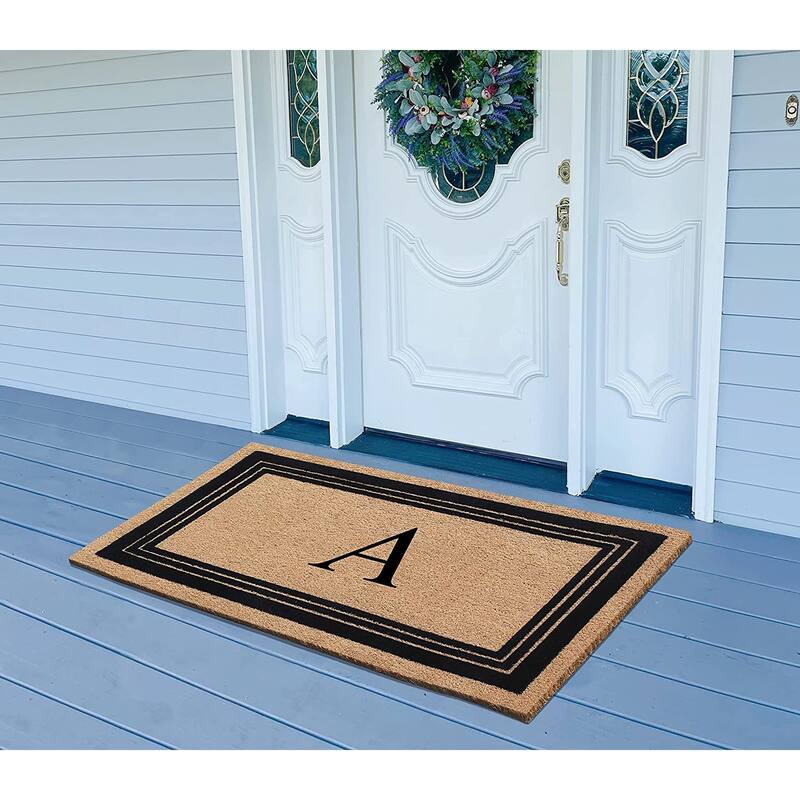 A1HC Natural Coir Monogrammed Entrance Door Mats Flock Doormat 24"X39"