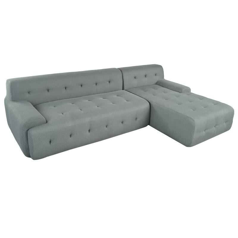 107" Polyester Mesh L-Shape Modular Sectional Sofa with Deep Seating and Pocket Spring Cushions