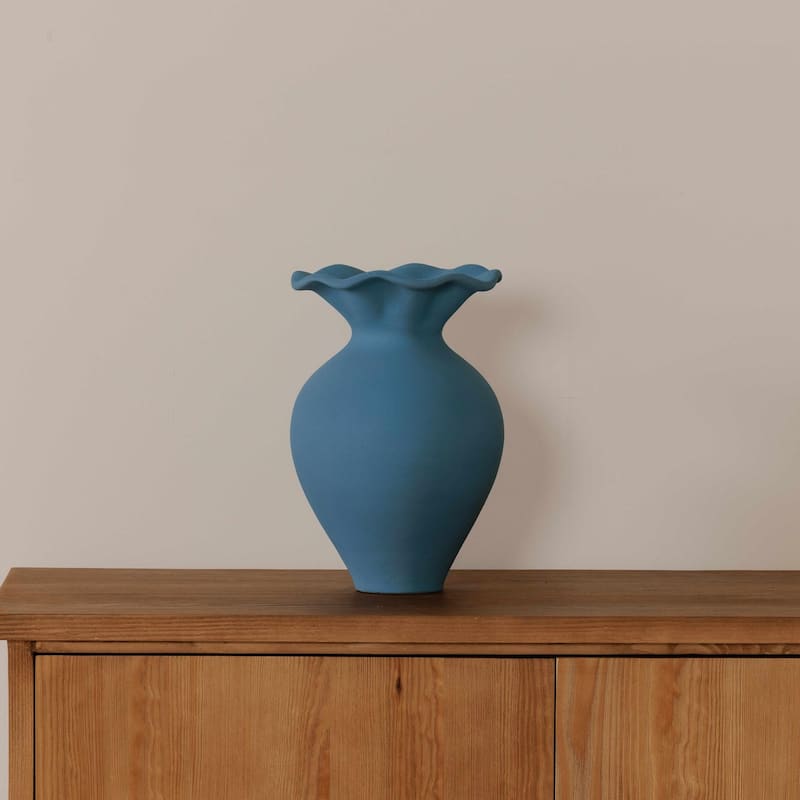 NADAAL STUDIOS Ellison, Large Vase Handcrafted Terracotta, Blue