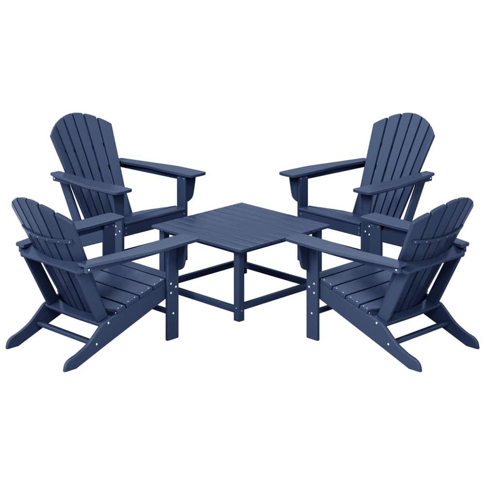 Altura Outdoor 5-Piece Adirondack Chair With Square Coffee Table Conversation Set