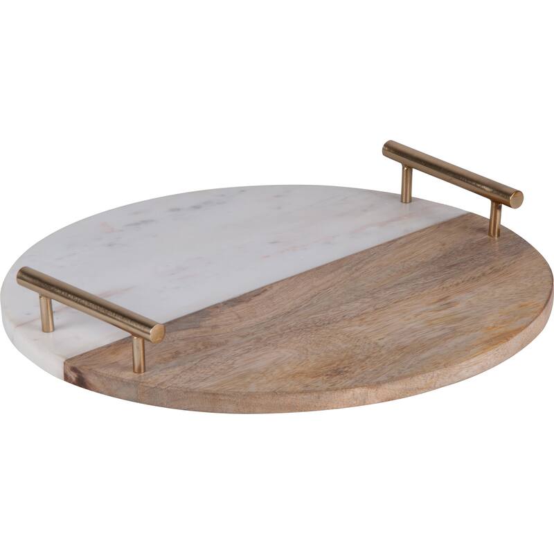 Renwil Dinova Indoor Mango Wood Tray, Antique Brass