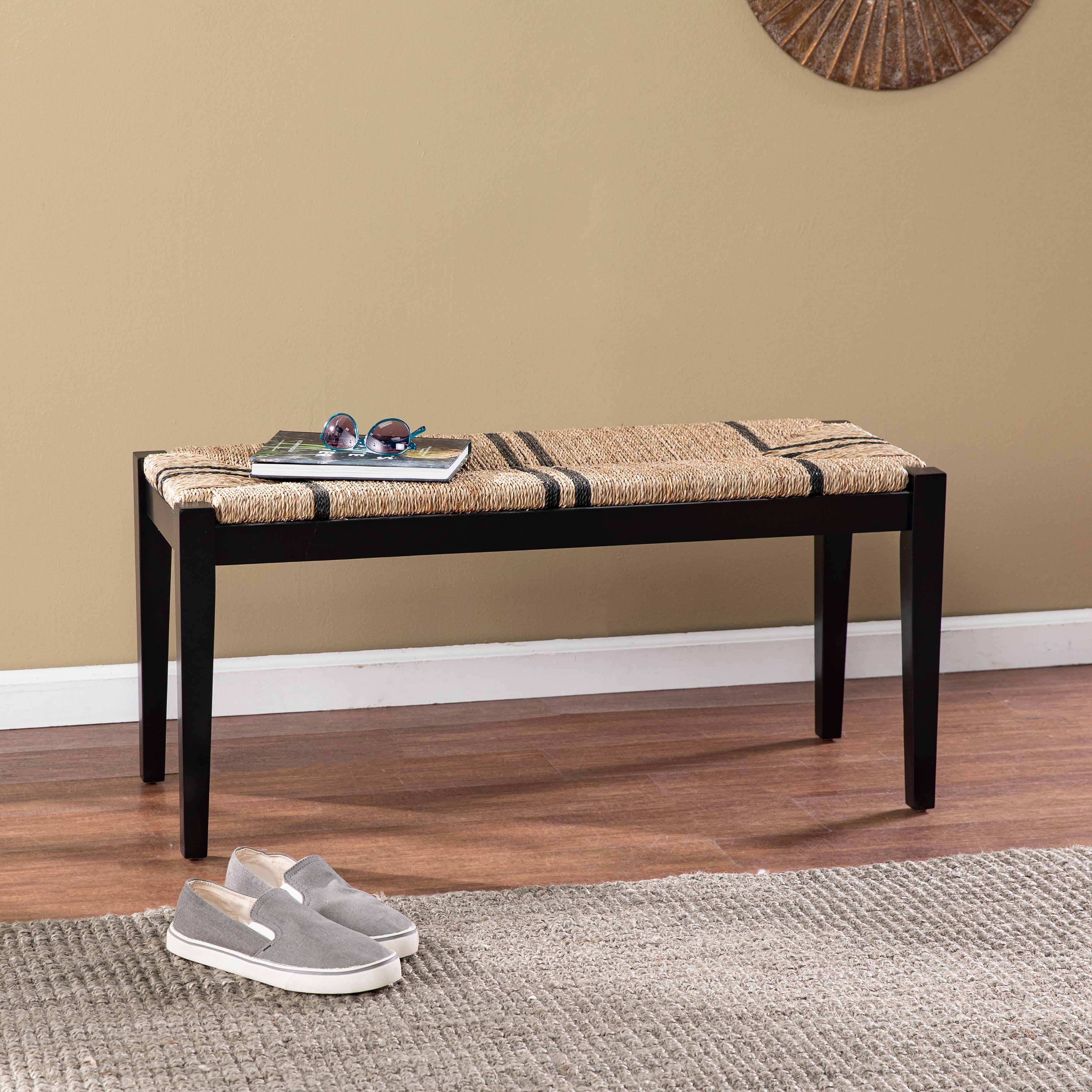 Harper Blvd Gainford Transitional Black Woven Fiber Bench