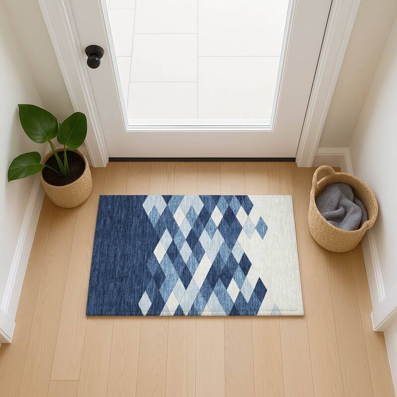 Machine Washable Indoor/ Outdoor Modern Avo Chantille Rug