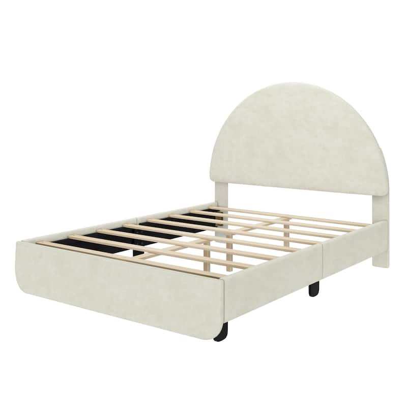 Max and Lily Full-Size Upholstered Bed with Arched Headboard