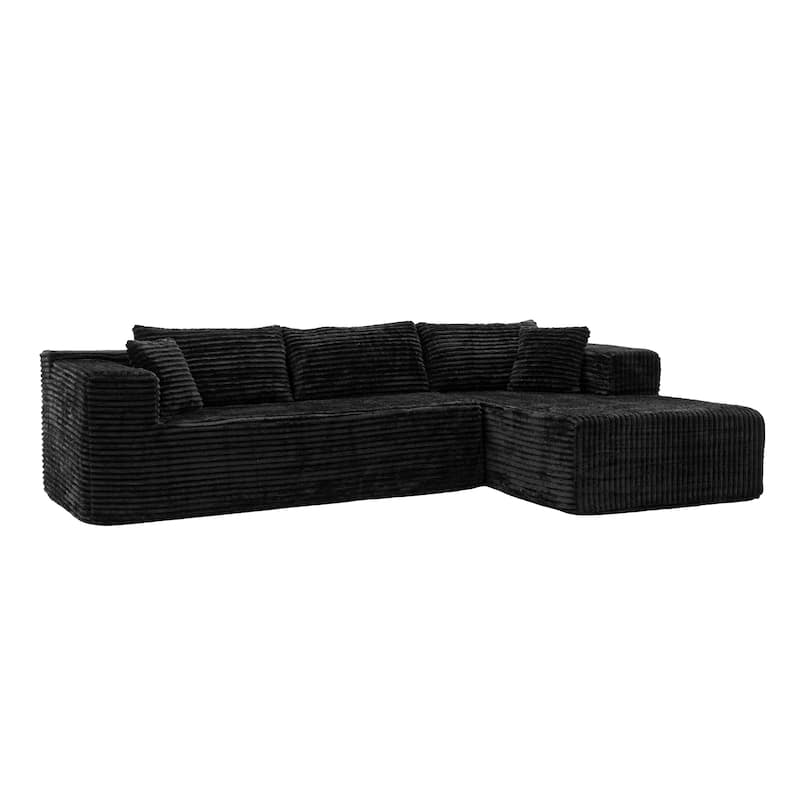 Black L-Shaped Compressed Foam Sofa – Ready-to-Use Sectional Couch with Chaise