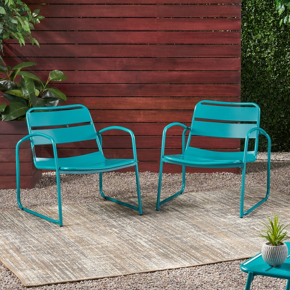 Cowan Outdoor Iron Accent Chairs (Set of 2) by Christopher Knight Home
