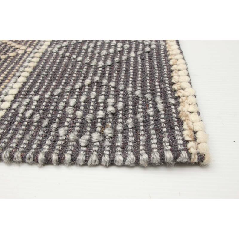 ECARPETGALLERY Braid weave Sienna Grey Wool Rug - 5'1 x 8'2