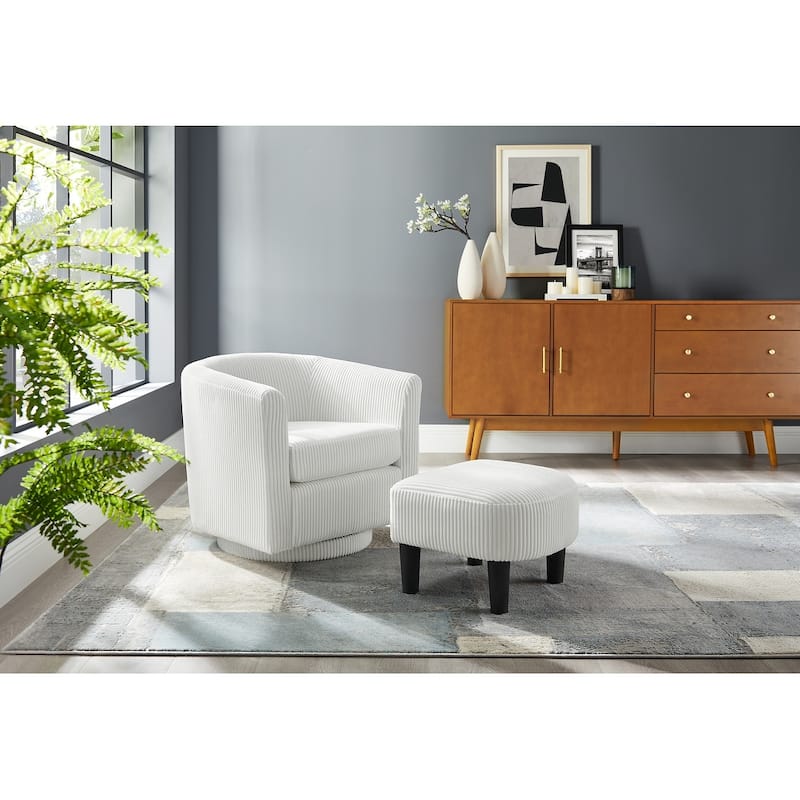 Swivel Accent Single Sofa Chair with Ottoman