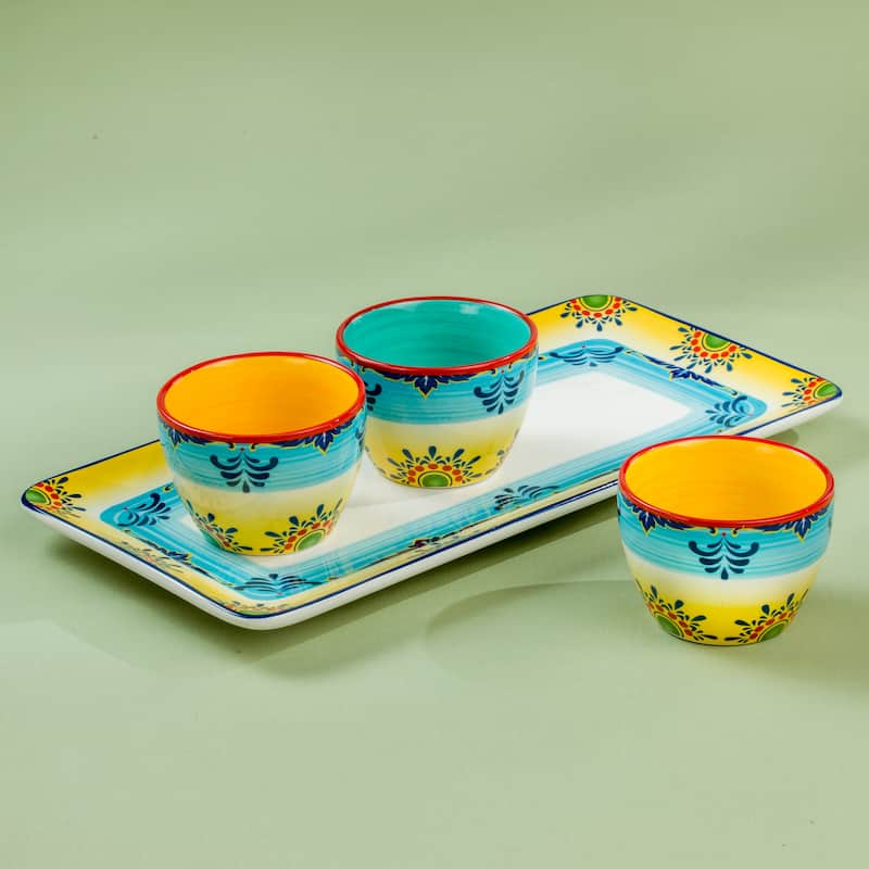 Euro Ceramica Zanzibar Ceramic 4 Piece Appetizer Serving Set