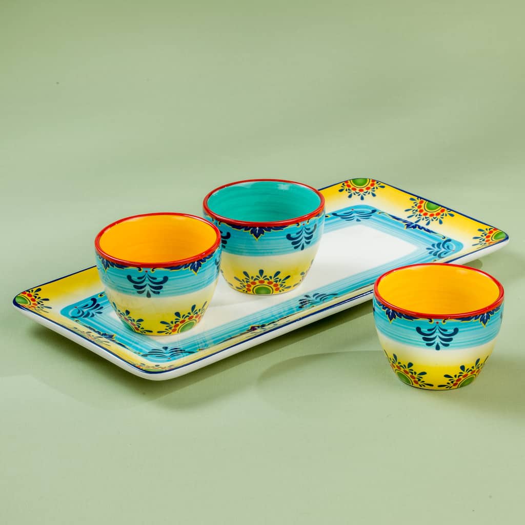 Euro Ceramica Zanzibar Ceramic 4 Piece Appetizer Serving Set